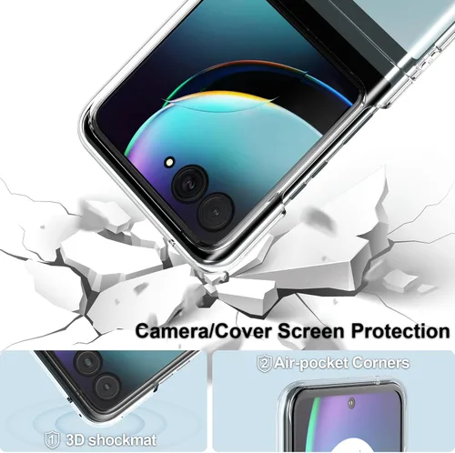Miniatura 4 de Foluu Funda para Motorola Razr+ 2023, funda protectora de policarbonato duro transparente para Moto Razr+ 2023 (transparente)