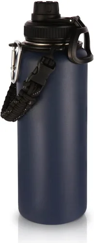 Miniatura 47 de Volhoply Botellas de agua aisladas en paquete de 2, 40 onzas, botella deportiva de acero inoxidable con asa de paracord y tapa con boquilla, taza