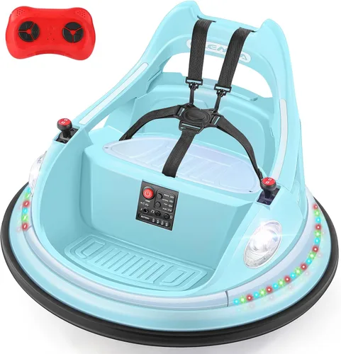 Miniatura 8 de ELEMARA Auto chocador, 1.9 MPH máximo, auto eléctrico de 12V para niños con control remoto para padres, juguetes Bluetooth para montar, auto