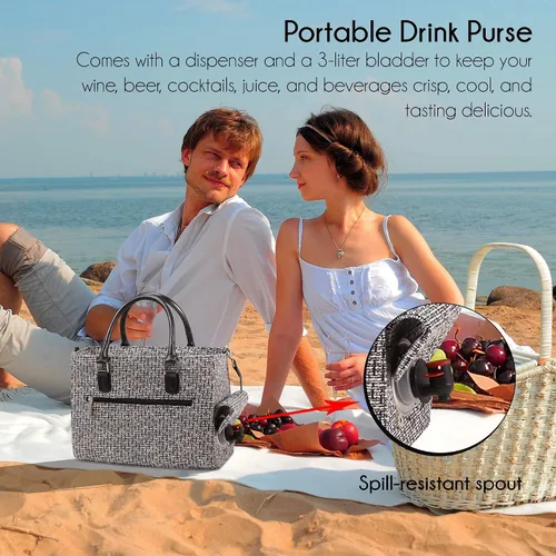 Miniatura 3 de Primeware – Bolsa aislante para bebidas con bolsa de 3 litros Almacenamiento térmico caliente y frío Dispensador portátil para vino, cócteles