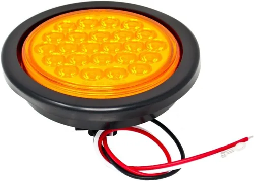 All Star Truck Parts 4" Round LED Trailer Tail Light 10x Amber 24 LED Turn Tail Parking Signal Brake Marker 3 Wire Pigtail Plug Trucks Trailer RV