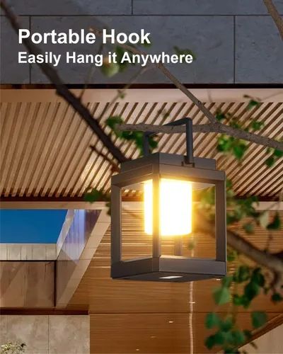Miniatura 6 de DAKAFUL Lámpara de mesa para exteriores, lámparas LED para mesita de noche, faroles solares colgantes al aire libre para patio, impermeable, lámpara