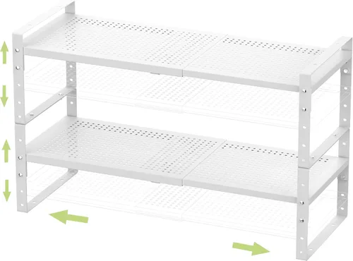 Miniatura 8 de Jojocross Estante de despensa expandible apilable y ajustable para armarios de cocina, estantes de mostrador, solución de almacenamiento de armario