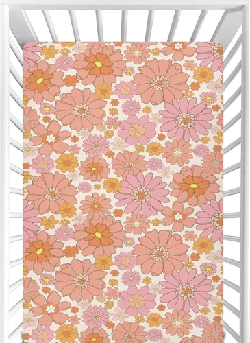 Miniatura 15 de CaTaKu Sábanas de cuna para niñas y niños – Sábanas de bebé bohemias con flores silvestres, sábanas de colchón neutro para cuna para cama