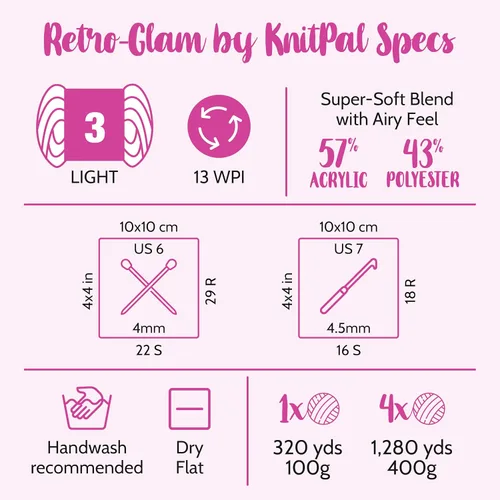 Miniatura 4 de Retro-Glam Hilo Metálico para Crochet, Paquete de 4 (1280 Yardas / 14.11 Onzas), Patrones Gratuitos - Hilo Brillante para Tejer - Peso Ligero 3 DK