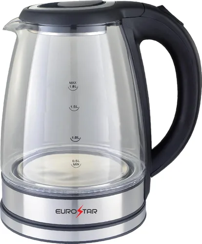 Miniatura 2 de EUROSTAR EKG1808BK 1.8L Tetera eléctrica de cristal, color negro