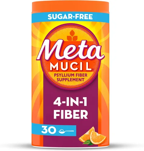 Miniatura 16 de Metamucil 4-en-1 suplemento de fibra de cáscara de psyllium, sin azúcar, 72 cucharaditas, sabor a naranja, fibra diaria en polvo para la salud