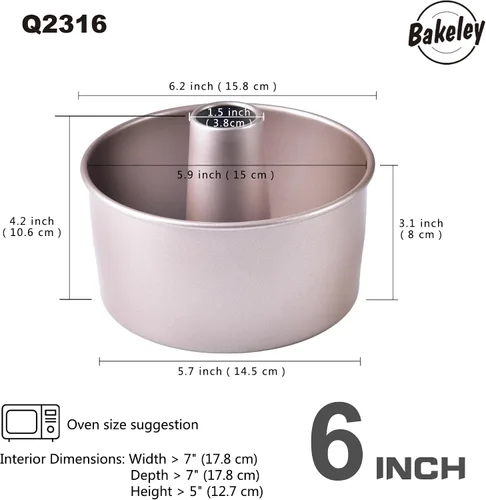Miniatura 2 de Angel Food - Molde para tartas, 6 pulgadas con parte inferior suelta extraíble, antiadherente, de gasa, para horno y hornear instantáneamente