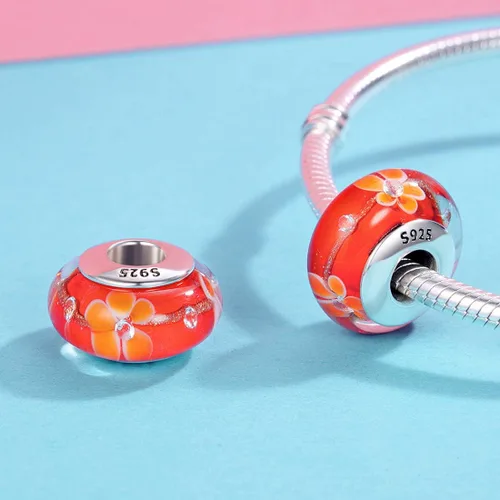 Miniatura 2 de JIAYIQI Abalorio de cristal de Murano compatible con pulseras Pandora plata de ley 925 cuentas de cristal para pulsera y collar