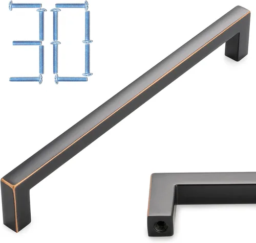 Miniatura 80 de KOOFIZO Paquete de 10 pomos negros para gabinete, pomos negros mate para cajones, K08, tiradores cuadrados de un solo agujero para gabinetes