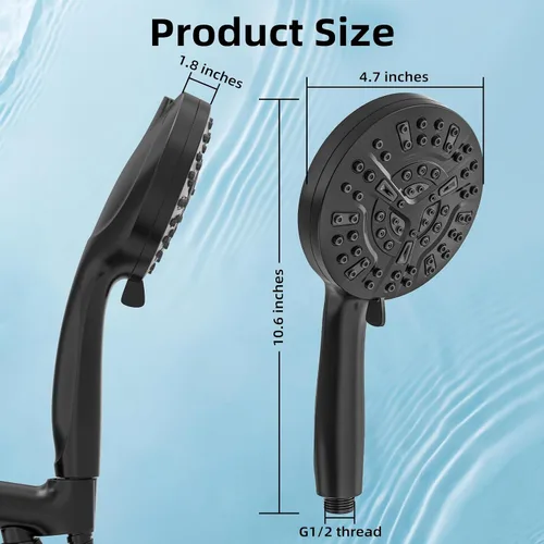 Miniatura 8 de High Pressure Filtered Shower Head with Handheld, 9 Spray Modes 4.7" Shower Head, 59" long hose, 10 Layers Filter for Hard Water, Remove Chlorine