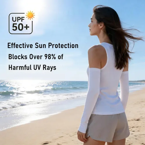 Miniatura 5 de Mangas de protección solar con orificios para el pulgar para hombres y mujeres, cubierta de compresión de enfriamiento para brazo UV, manga