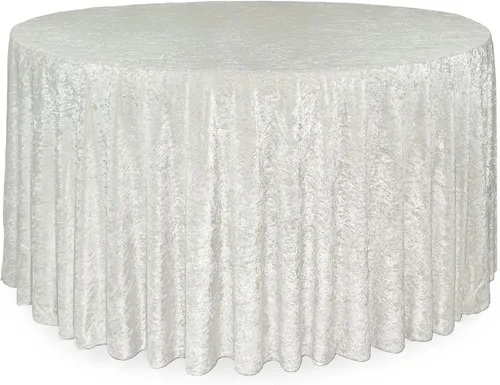 Miniatura 15 de YOUR CHAIR COVERS - Mantel redondo de terciopelo triturado de 120 pulgadas para mesas redondas de 5 pies - Azul polvoriento Azul empolvado