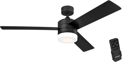 Miniatura 8 de Westinghouse 7205900 Alta Vista, ventilador de techo LED moderno con luz y control remoto, 52 pulgadas, acabado negro mate, vidrio esmerilado ópalo