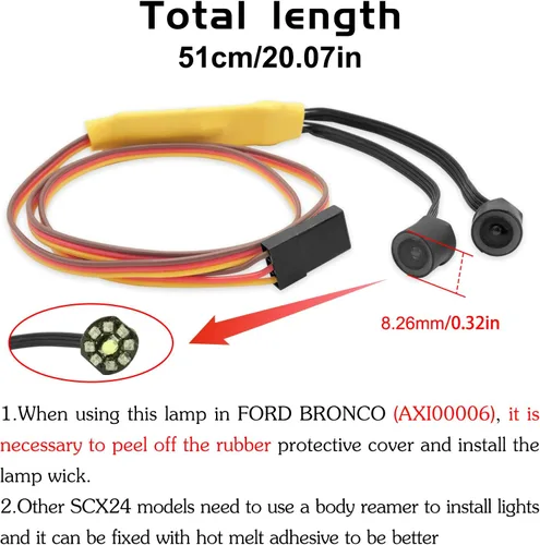 Miniatura 6 de OGRC Luz RC Faros RC Ojos de Ángel 12 Modos 1/24 Luz RC para Axial SCX24 C10 / JLU/Deadbolt/Bronco/Jeep Gladiator RC Crawler Car