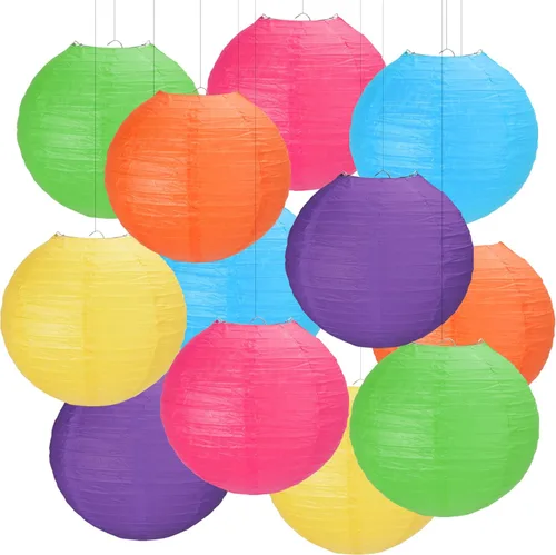 Miniatura 9 de 12 linternas de papel azules, faroles de papel de 10 pulgadas, decoraciones de fiesta azules para bodas, verano, cumpleaños, hogar, temática