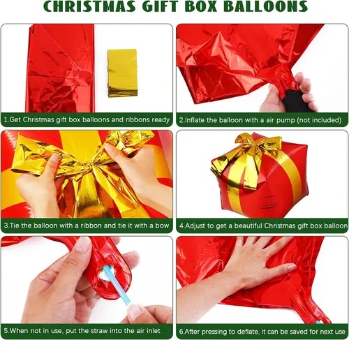 Miniatura 3 de RUODON Kit de arco de globos de Navidad, 233 piezas con dulces, bastón, látex, caja de regalo y globos de estrella para decoraciones de fiesta