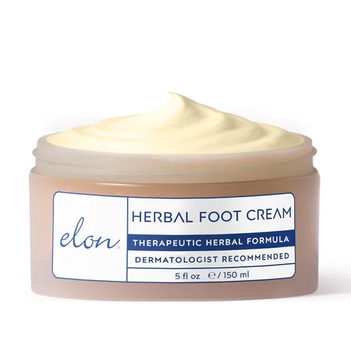 Elon Crema de hierbas para pies (5 onzas) – Crema hidratante curativa para pies con vitamina E y extracto de té verde – Hidratante y alivio
