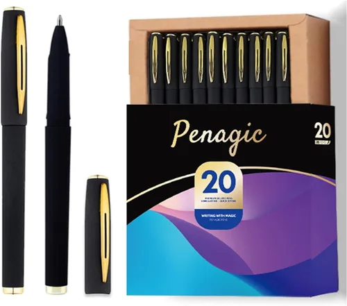 Penagic Bolígrafos P-223A, bolígrafos de gel de punta fina [0.015 in] tinta negra, bolígrafos con diseño mate, bolígrafos de papelería para