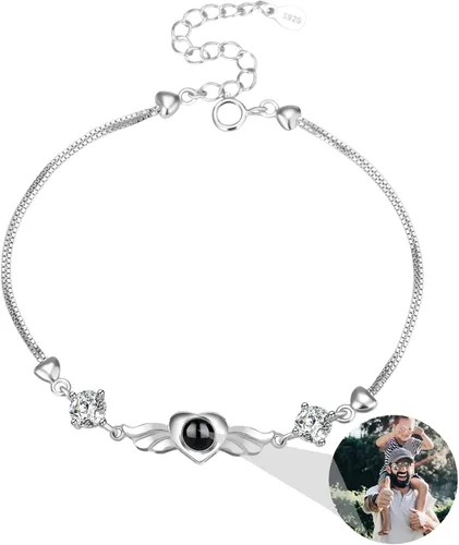 Miniatura 15 de Godchoices Pulsera de fotos personalizada, pulsera de proyección de fotos con imagen en el interior, collar con texto en inglés "I Love You