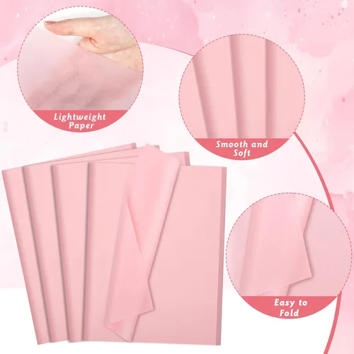 Miniatura 3 de woric 160 hojas de papel de seda rosa para bolsas de regalo de 20 x 14 pulgadas, papel de seda de envoltura a granel para manualidades