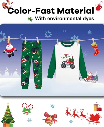 Miniatura 7 de DAUGHTER QUEEN Pijamas de Navidad para niños y niñas de 18 meses-12 años, ropa de dormir 100% algodón
