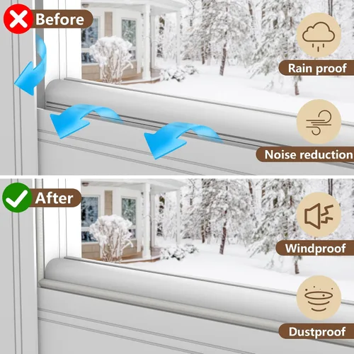 Miniatura 4 de moonoom Sello de cuña de 235 pulgadas, tiras aislantes autoadhesivas para ventanas y puertas, cinta selladora de huecos de espuma sintética
