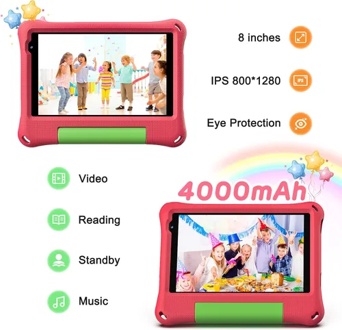 Miniatura 6 de Tableta para niños de 8 pulgadas, Android 15, Octa-Core 12 GB de RAM + 64 GB de ROM, tableta para niños pequeños con WiFi 6, control parental