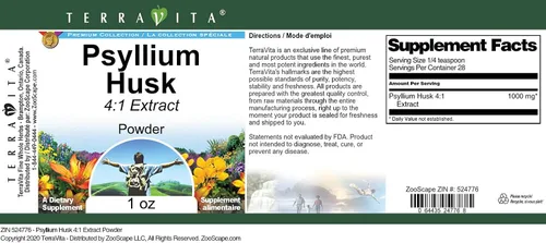 Miniatura 3 de Terravita Polvo de extracto de cáscara de psyllium 4:1 (1 oz, ZIN: 524776)