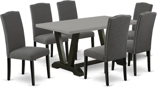 Miniatura 29 de East West Furniture V696EN120-5 - Juego de mesa de comedor moderno de 5 piezas, incluye una mesa rectangular de madera con patas en V y 4 sillas