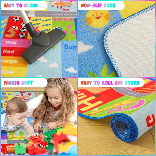 Miniatura 5 de Alfombra para Niños para Sala de Juegos, Aula, Alfombras de Juego del Alfabeto ABC y Números para Niños Pequeños, Tapete de Piso Educativo de 4x6