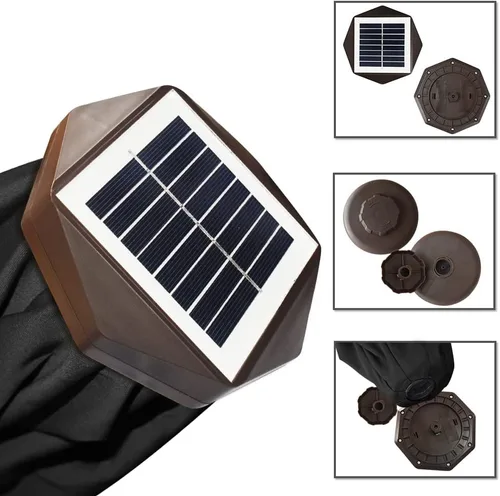 Miniatura 5 de EliteShade USA - Sombrilla solar de 9 pies / 2.74 metros, 10 años sin decoloración, con 80 luces LED para patio, mesa al aire libre, con Negro