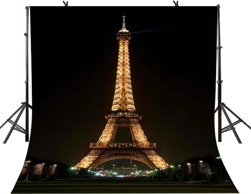 Miniatura 3 de Telón de fondo negro para fotografía que ilumina la Torre Eiffel para sesión de fotos, 3 x 5 pies, uso para fotografía, telón de fondo de boda