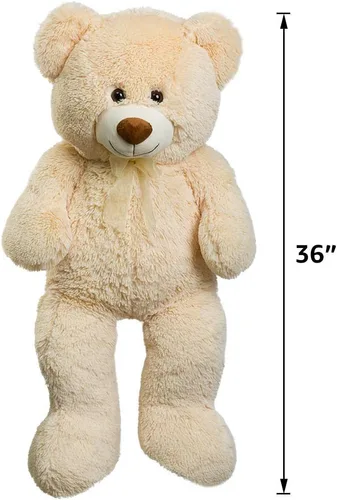 Miniatura 8 de HollyHOME Oso de peluche grande para cumpleaños y día de San Valentín, peluche para niños y novia, 36 pulgadas, color beige