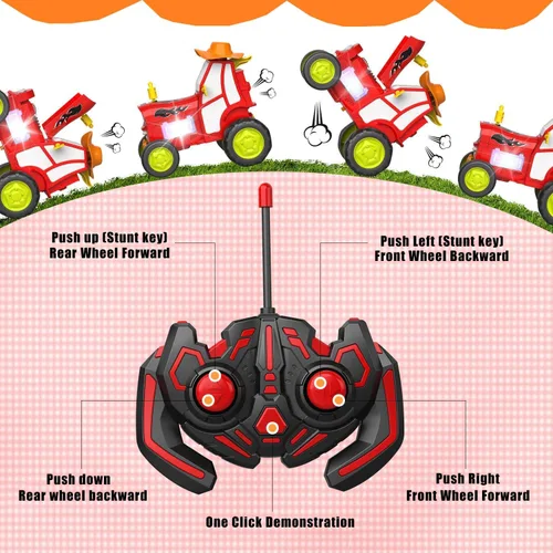Miniatura 2 de GoolRC Coche de salto loco para niños, auto de acrobacias RC con luces musicales, auto recargable a control remoto, juguete mecedora controlado por