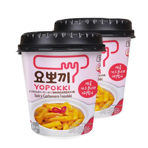 Miniatura 14 de Yopokki Taza Instantánea de Tteokbokki (Mantequilla de Cebolla, 2 Tazas) Comida callejera coreana con salsa sabor a mantequilla de cebolla. Pastel