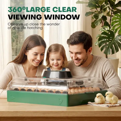 Miniatura 4 de Incubadoras para incubar huevos, incubadora de 72 huevos con girador automático de huevos y control de humedad y temperatura digital, visión clara