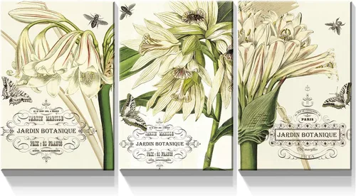 Miniatura 9 de Denozer - 3 piezas de arte de pared en lienzo con hojas verdes para sala de estar, decoración moderna del hogar, estirada y enmarcada lista