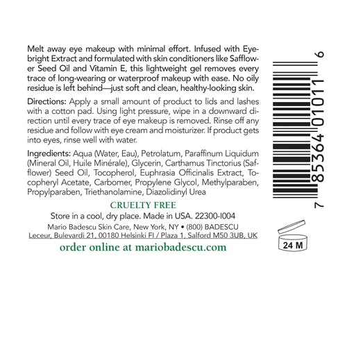 Miniatura 2 de Mario Badescu Gel removedor de maquillaje de ojos, ideal para pieles mixtas o grasas, ligero, no graso, impermeable, limpiador de maquillaje de ojos