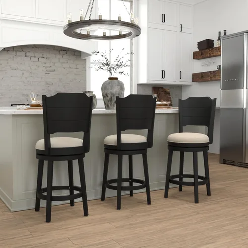 Miniatura 6 de Hillsdale Clarion - Taburete de Altura Giratoria de Madera para Barra, Negro
