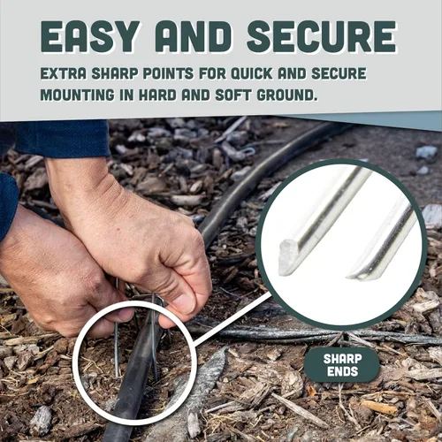 Miniatura 3 de Squirrel Products Estacas de jardín de acero galvanizado, grapas de césped de 6 pulgadas, estacas de calibre 11, 0.114 in, 5.9 x 1.0 x 5.9 in