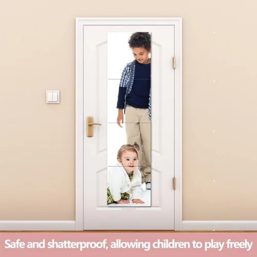 Miniatura 4 de Espejo de Pared Irrompible de Cuerpo Entero, Espejo Sobre la Puerta para Dormitorio, 4 Piezas de 10 pulgadas x 10 pulgadas Espejo Acrílico