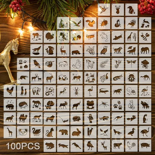 Miniatura 17 de 100 Piezas Plantillas para Pintar en Madera Plantillas Reutilizables Manualidades Plantillas de Dibujo Vacaciones Papel de Pared para Bricolaje