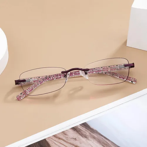 Miniatura 6 de Paquete de 3 lentes de lectura sin montura para mujer, con bloqueo de luz azul, borde tintado, patrón de bisagra de resorte, lentes de brazo, mezcla