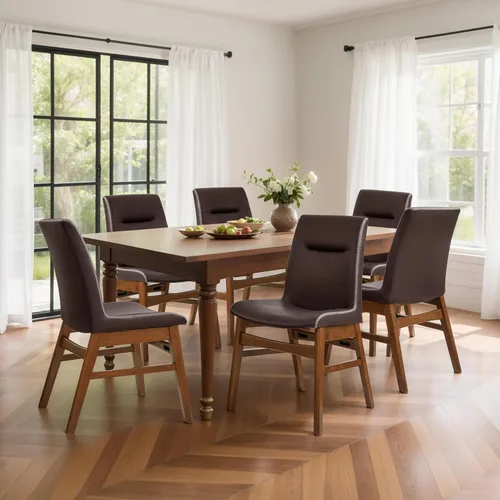 SyMax Juego de 6 sillas de comedor de piel sintética con borde cosido, modernas sillas laterales de cocina de alta gama para dormitorio, sala de