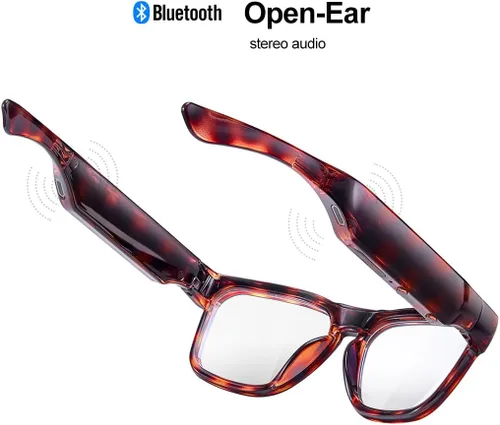 Miniatura 2 de OhO sunshine Gafas Bluetooth con unidad flash USB de 128 GB y grabadora de voz, para sonido de oído abierto, música sin conexión, almacenamiento