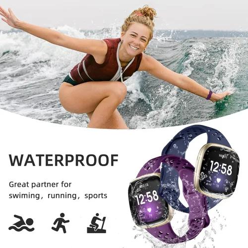 Miniatura 3 de Laffav Compatible con Fitbit Sense Bands/Fitbit Versa 3 4 bandas para mujeres y hombres, paquete de 4 pulseras de repuesto de silicona suave
