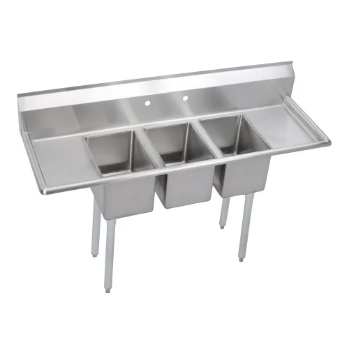 Miniatura 10 de Elkay Foodservice Fregadero de 3 compartimentos, 39 x 19.75 pulgadas OA, altura de trabajo de 36 pulgadas, cuenco de 10 x 14, 10 profundos