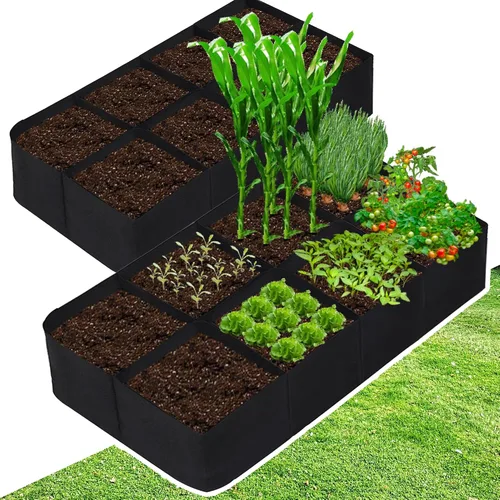 Miniatura 8 de CJGQ Cama de jardín elevada de tela, bolsas de cultivo de plantas de 128 galones, 8 rejillas, 3 x 6 pies, macetas elevadas para cultivar verduras