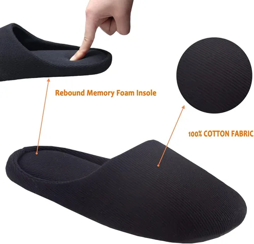 Miniatura 3 de ofoot Pantuflas de casa de espuma viscoelástica de algodón lavable para mujer, para el hogar, para interiores, para dormitorio, ligeras